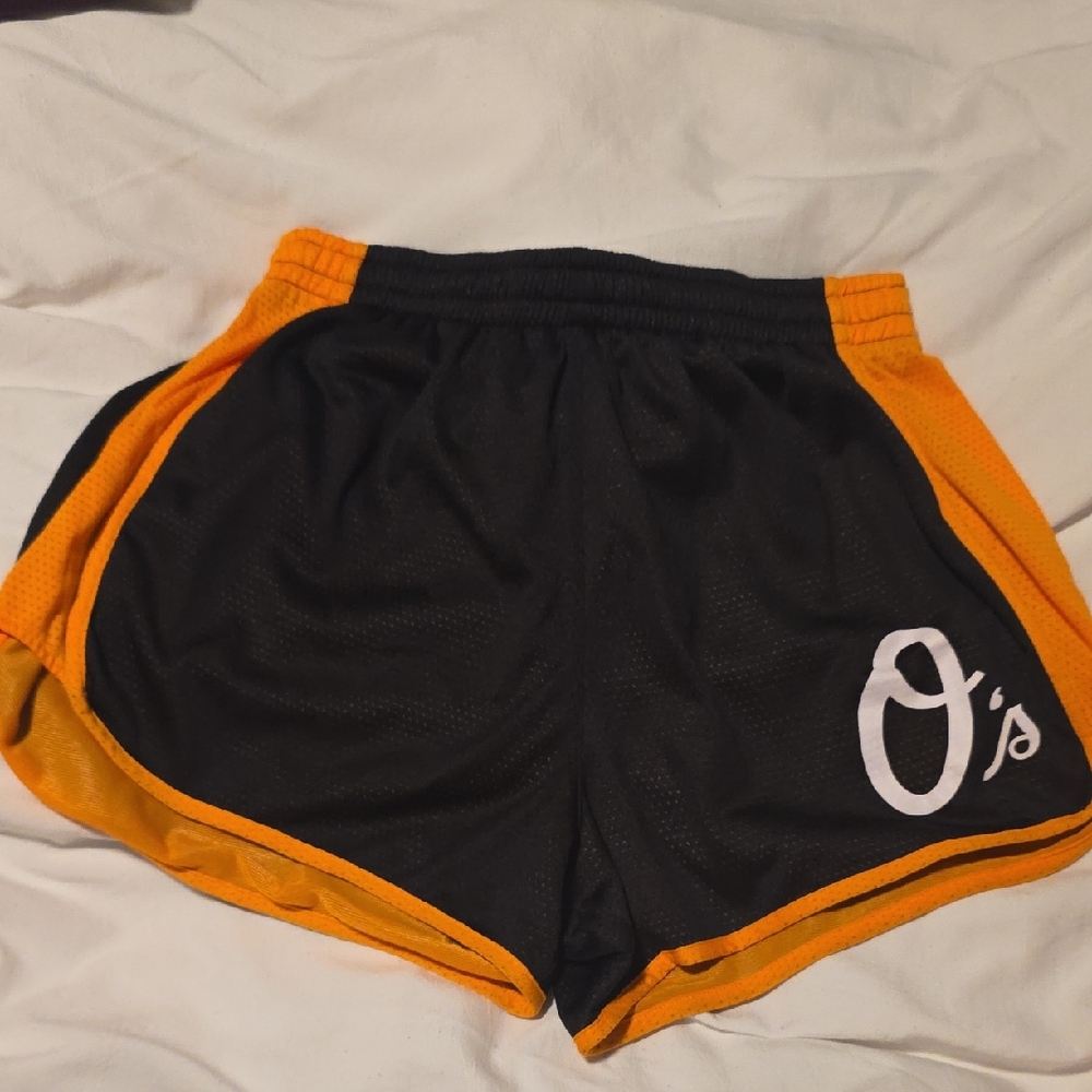 PINK Victoria's Secret Black and Orange Mesh Shorts